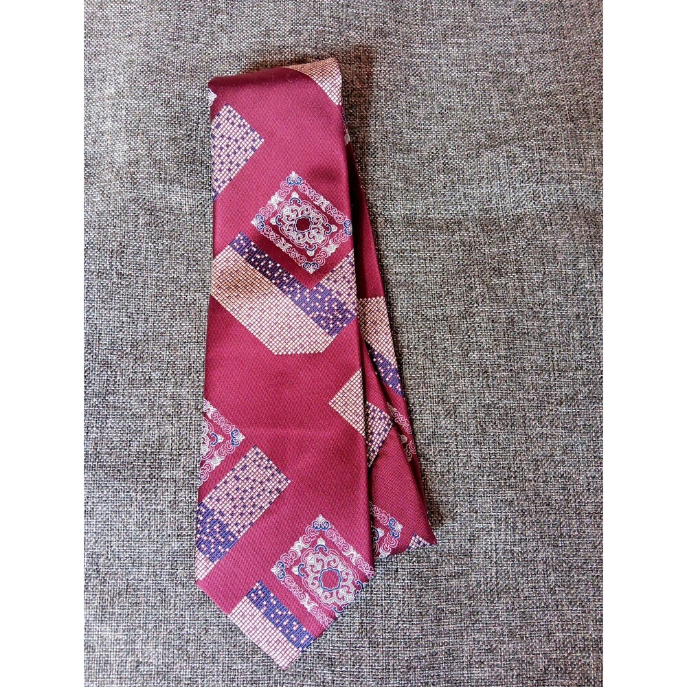 Tie 70s 80s 90s Y2K Mens Alexanders Red Beige Blue Ivory 4 Wide 54 Long